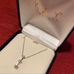 3 Stones Graduated Diamond Necklace 14K White Gold